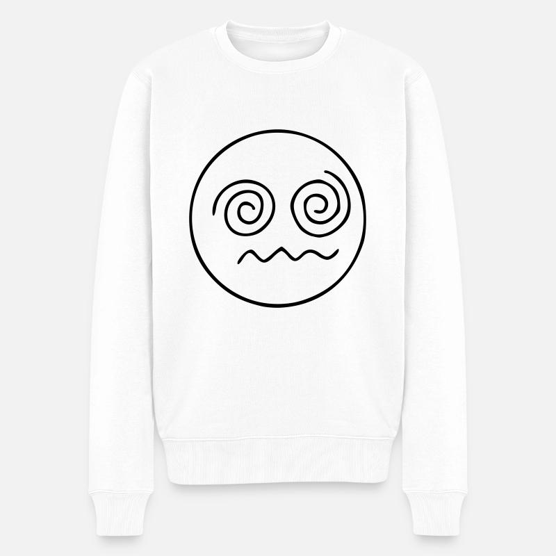 Emoji Skizze verwirrt schwarz - Männer Premium Bio Pullover - Weiß
