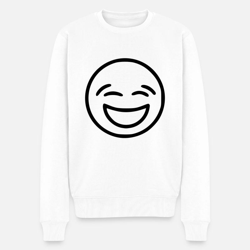 Emoji sketch rire noir - Pull Premium bio Homme - blanc
