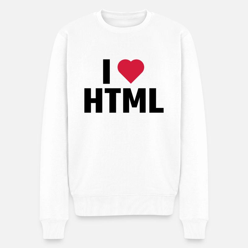 J'aime HTML - Pull Premium bio Homme - blanc