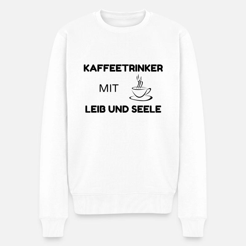 Kaffeetrinker mit Leib und Seele - Männer Premium Bio Pullover - Weiß