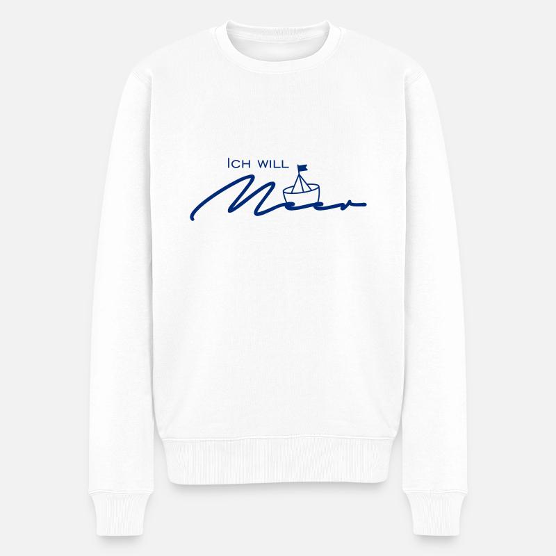 Ich will Meer - Männer Premium Bio Pullover - Weiß