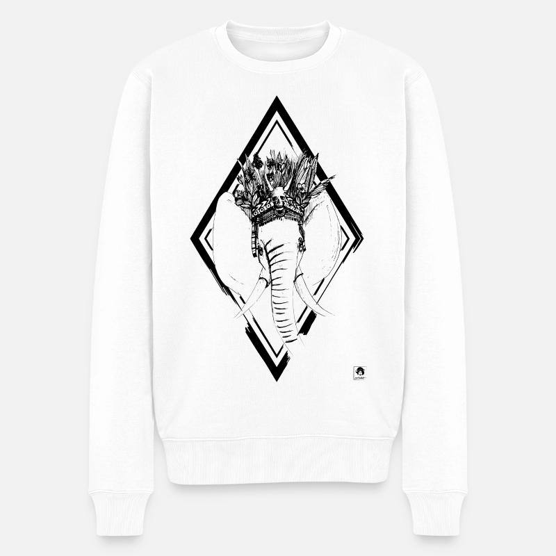 Elefant - Männer Premium Bio Pullover - Weiß