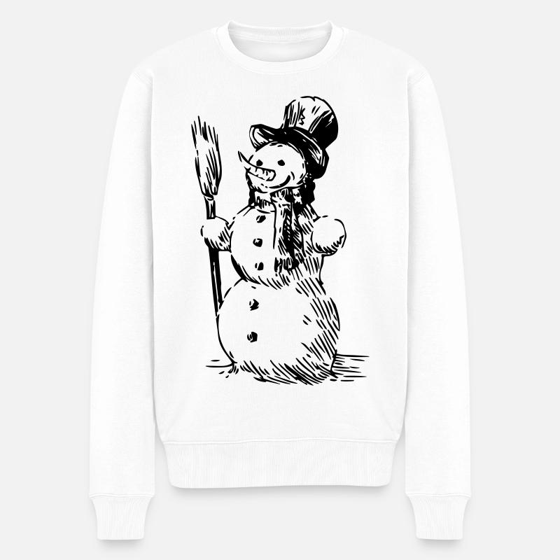 Schneemann - Männer Premium Bio Pullover - Weiß