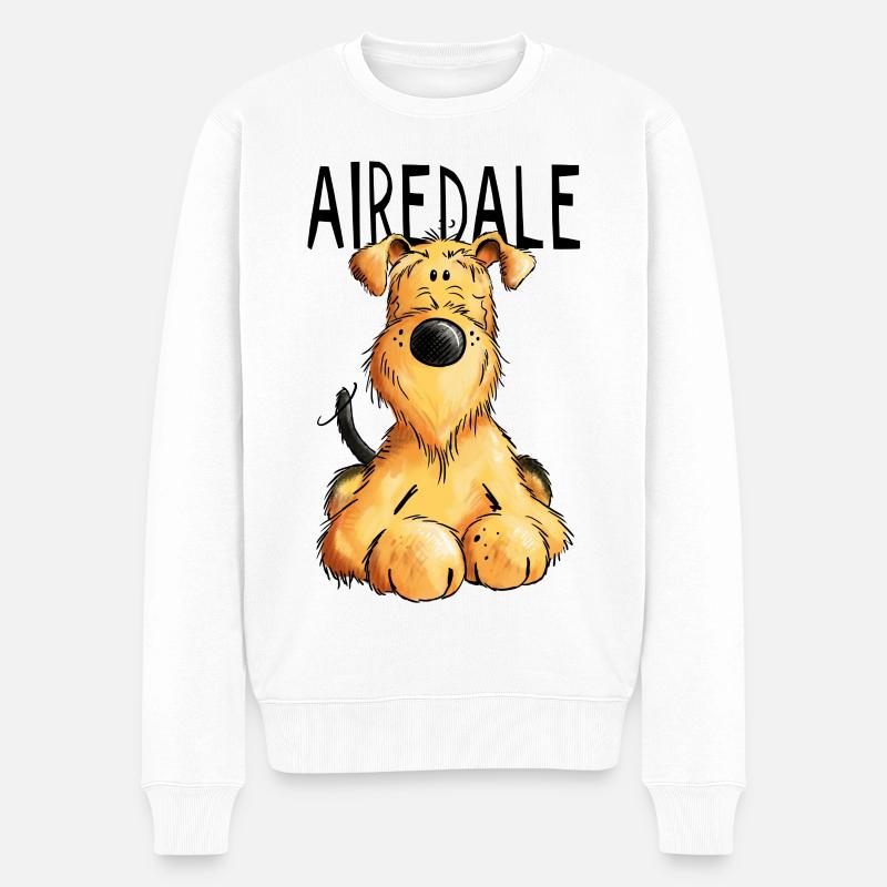 Drôle Airedale Terrier - Chien - Cadeau - Pull Premium bio Homme - blanc