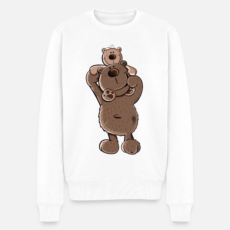 Bärenpapa oder Bärenbruder I Geschwister I Papa - Männer Premium Bio Pullover - Weiß