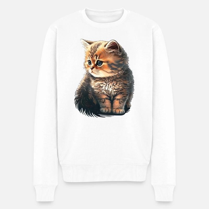Süßes Kätzchen - Männer Premium Bio Pullover - Weiß