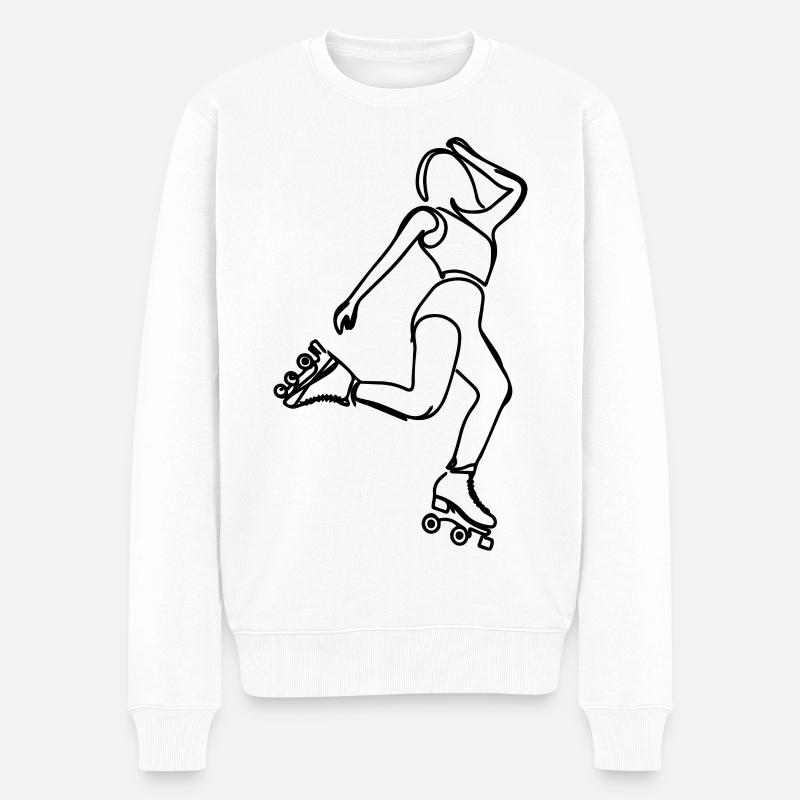 Rollschuh Mädchen - Männer Premium Bio Pullover - Weiß