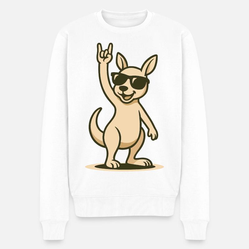 Rocker-Roo in Sonnenbrille - Männer Premium Bio Pullover - Weiß