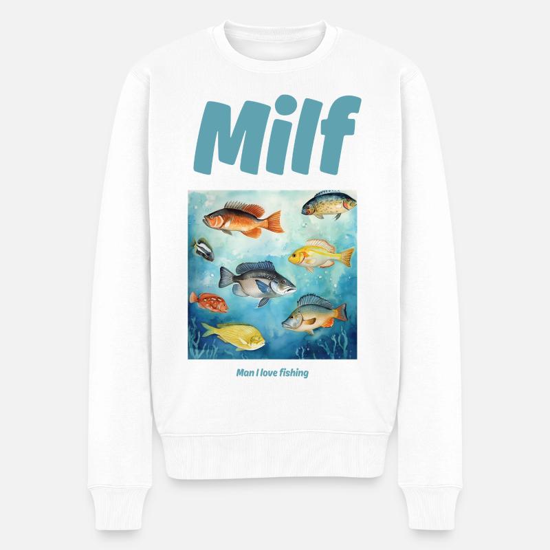  Man I love fishing - Männer Premium Bio Pullover - Weiß