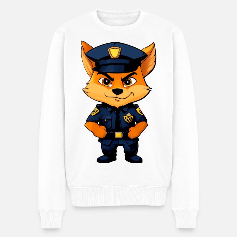 Policière Foxes / Police Fox - Pull Premium bio Homme - blanc