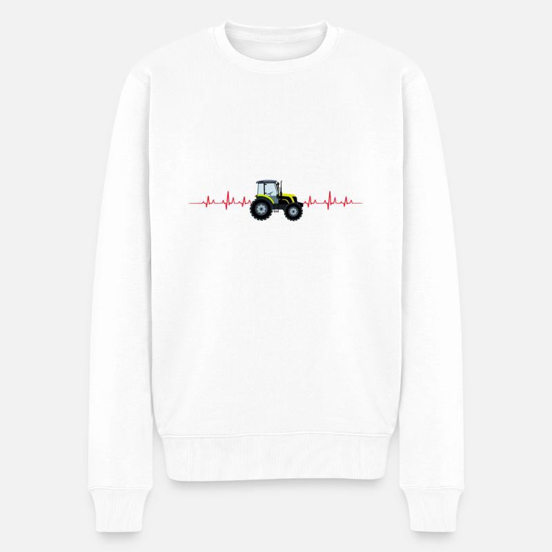 Herzschlag des Traktors - Männer Premium Bio Pullover - Weiß