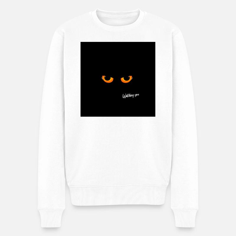 Katzenaugen - Männer Premium Bio Pullover - Weiß