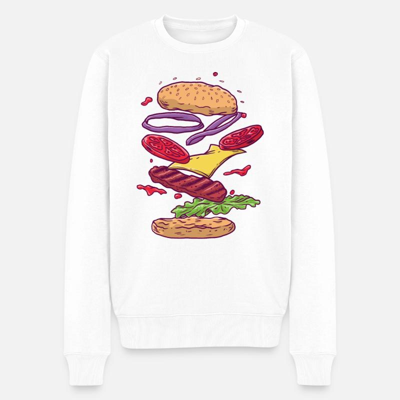 Burger / Fast Food / Lecker / Essen - Männer Premium Bio Pullover - Weiß