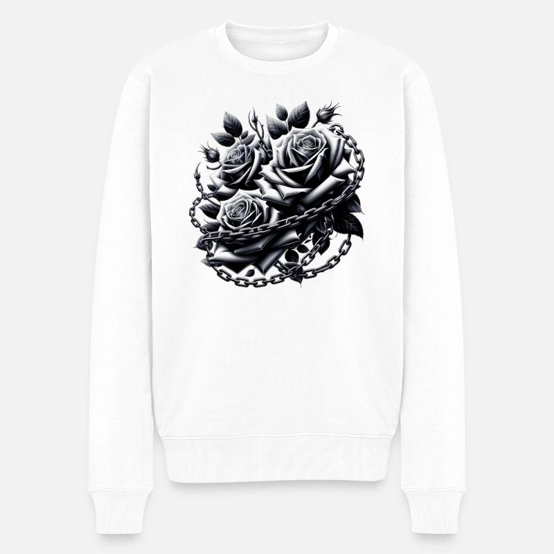 Illustrations de Roses gothiques - Pull Premium bio Homme - blanc