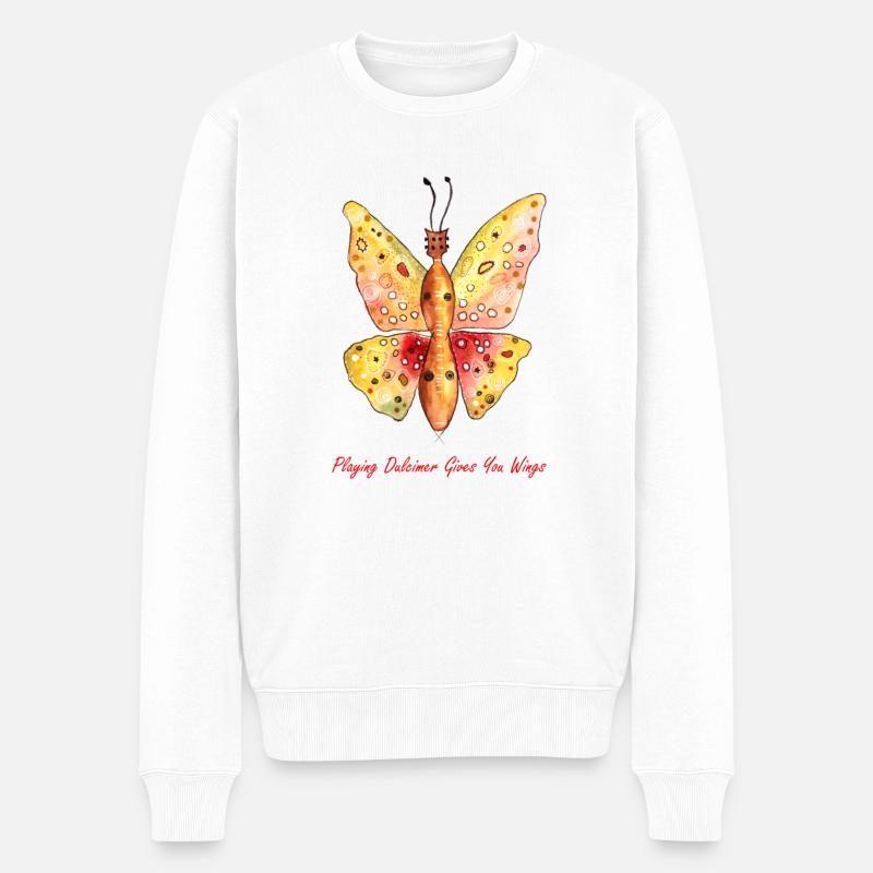 Mountain Dulcimer Schmetterling - Männer Premium Bio Pullover - Weiß