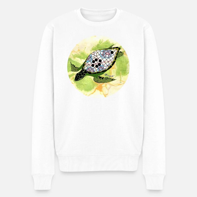 Der Schildkrötenpanzer - Männer Premium Bio Pullover - Weiß