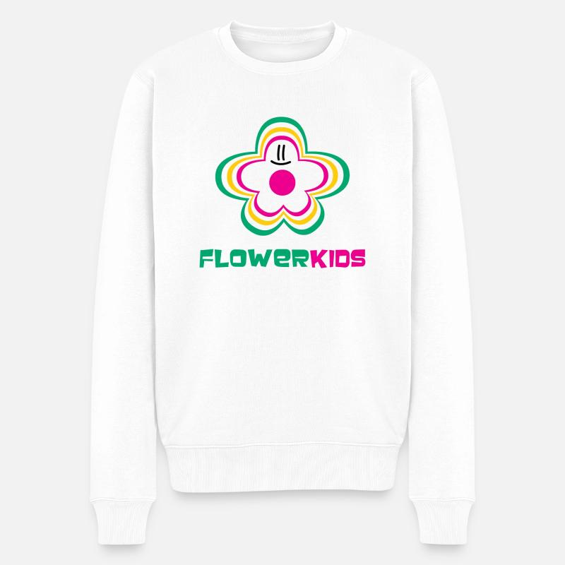 FLOWERKIDS (logo Pulse) - Pull Premium bio Homme - blanc