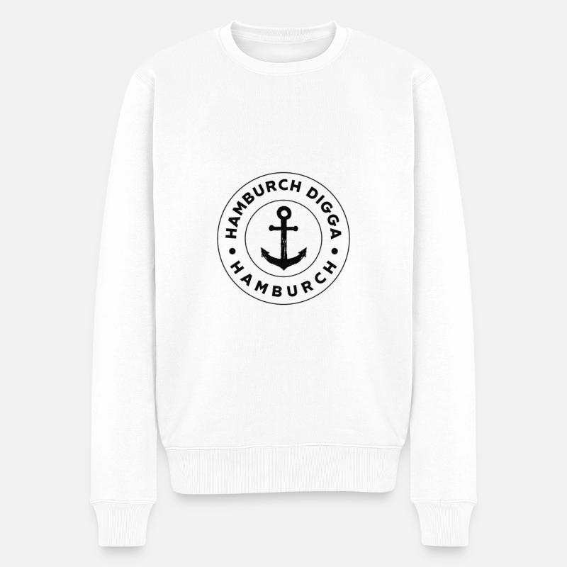 Hansestadt Spruch HAMBURCH DIGGA HAMBURCH Hamburg - Männer Premium Bio Pullover - Weiß
