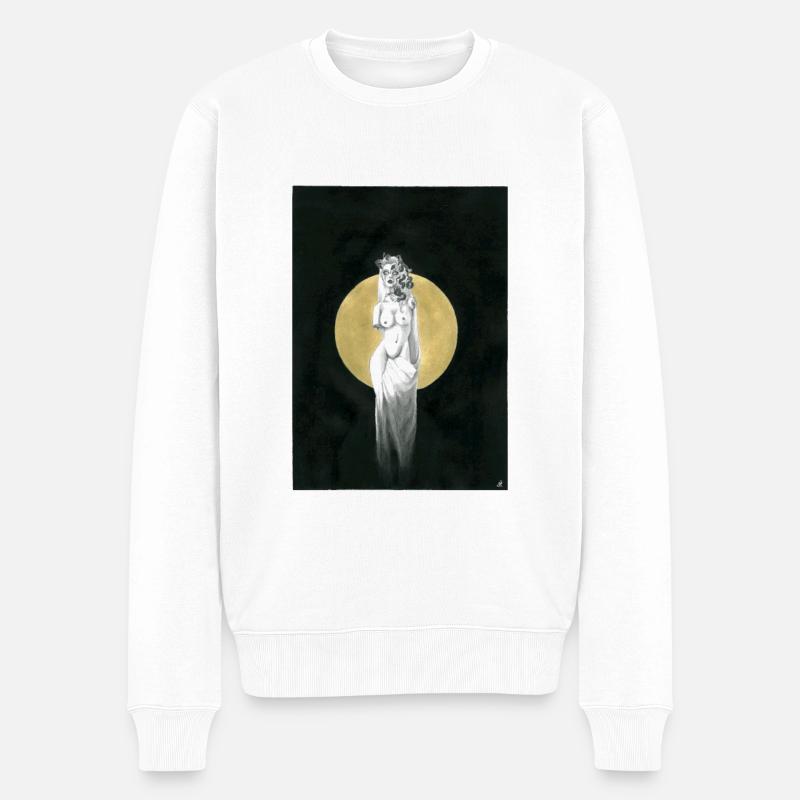 Dunkle Medusa - Männer Premium Bio Pullover - Weiß