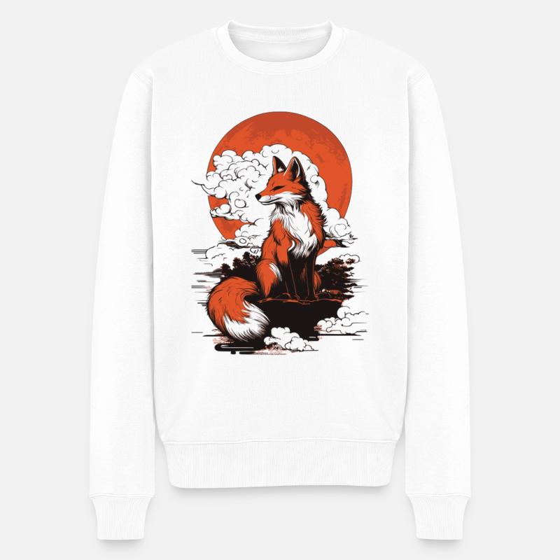 Fox Kitsune Japon - Pull Premium bio Homme - blanc