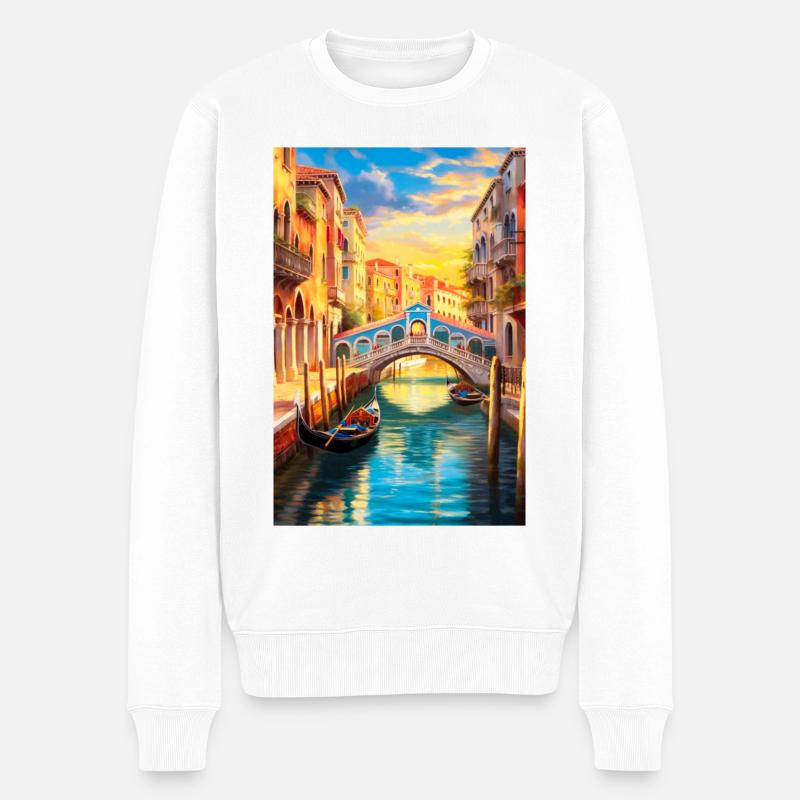 Venedig-Plakat - Männer Premium Bio Pullover - Weiß