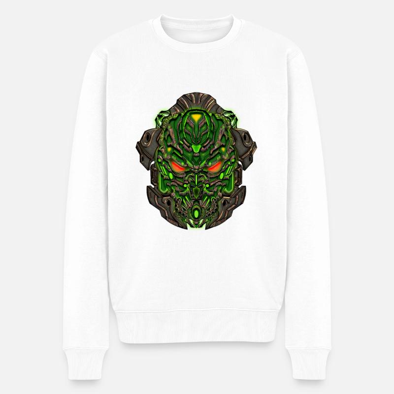 Helle Cyberpunk Maske - Männer Premium Bio Pullover - Weiß