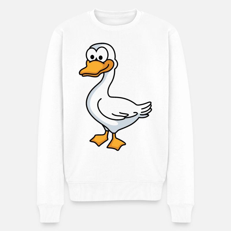 Gans Comic Tier - Männer Premium Bio Pullover - Weiß