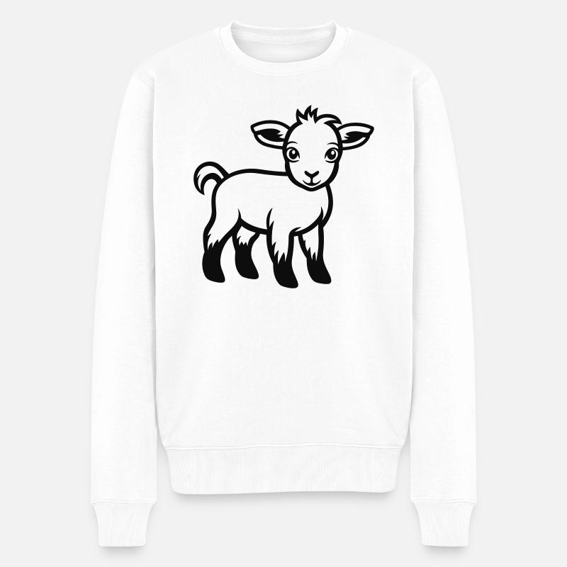 Hirschkuh - Männer Premium Bio Pullover - Weiß