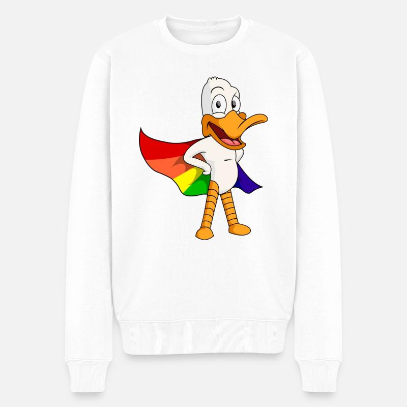 superhelden ente mit regenbogenumhang - Männer Premium Bio Pullover - Weiß