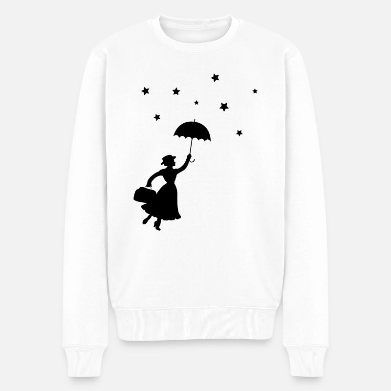 Frau Regenschirm - Männer Premium Bio Pullover - Weiß