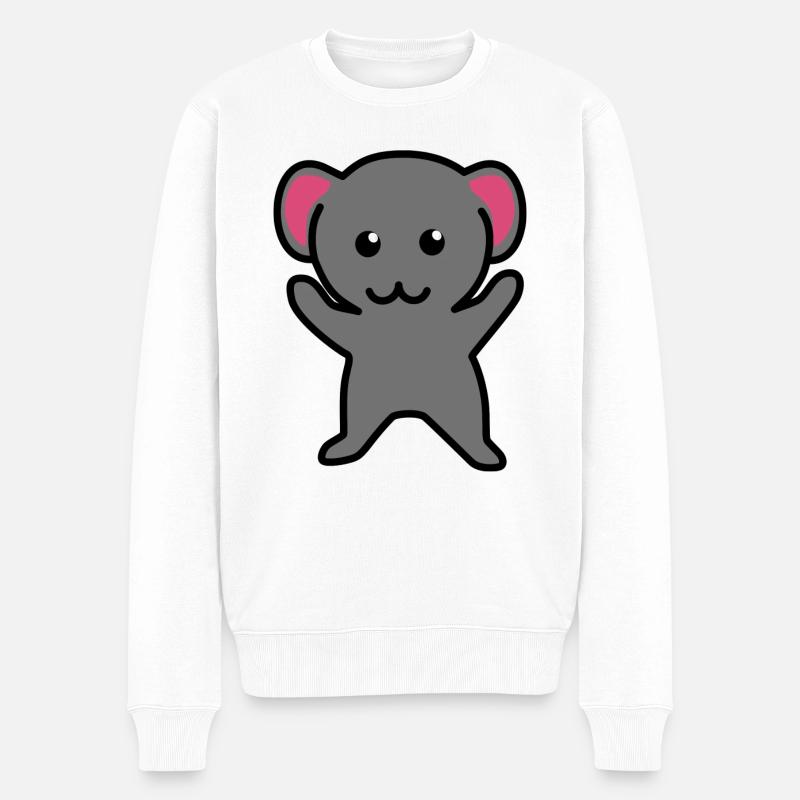 Süße kleine graue Maus - Männer Premium Bio Pullover - Weiß