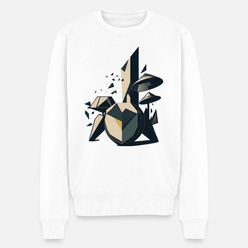 Abstraktes Schlagzeug - Männer Premium Bio Pullover - Weiß