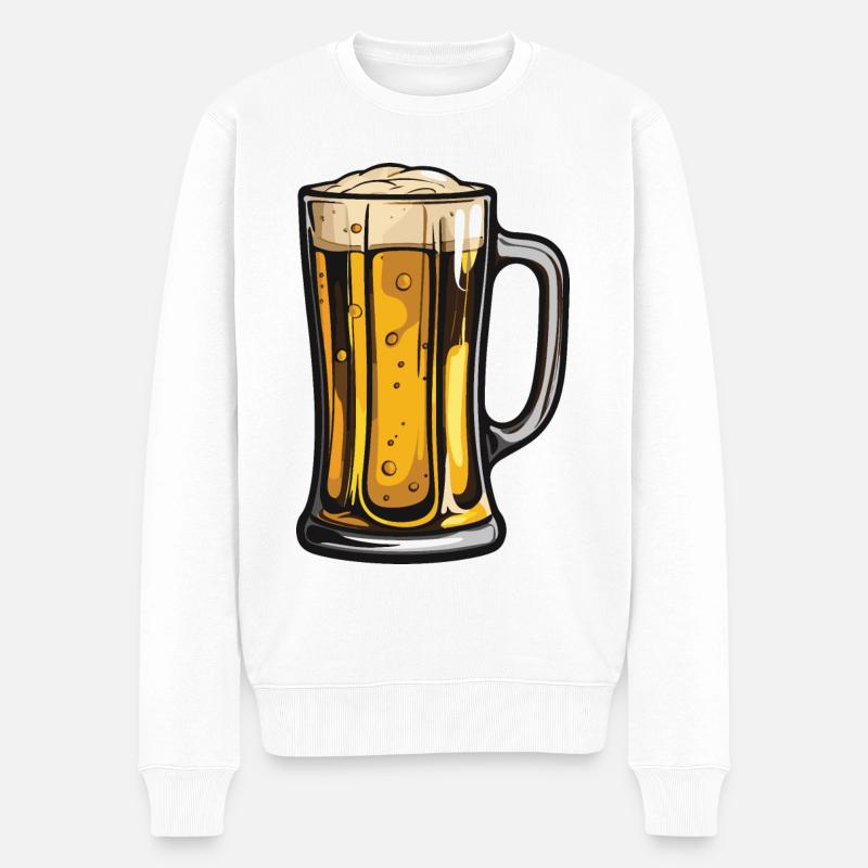 Icône de verre à bière - Pull Premium bio Homme - blanc
