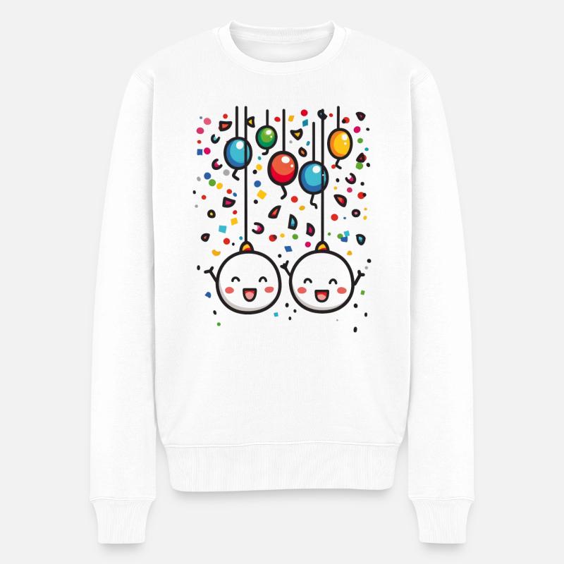 Fasnachtsfreude mit Konfetti - Männer Premium Bio Pullover - Weiß