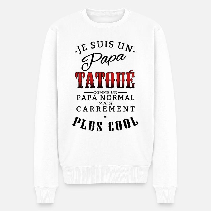 je suis un papa tatoué cool - Pull Premium bio Homme - blanc