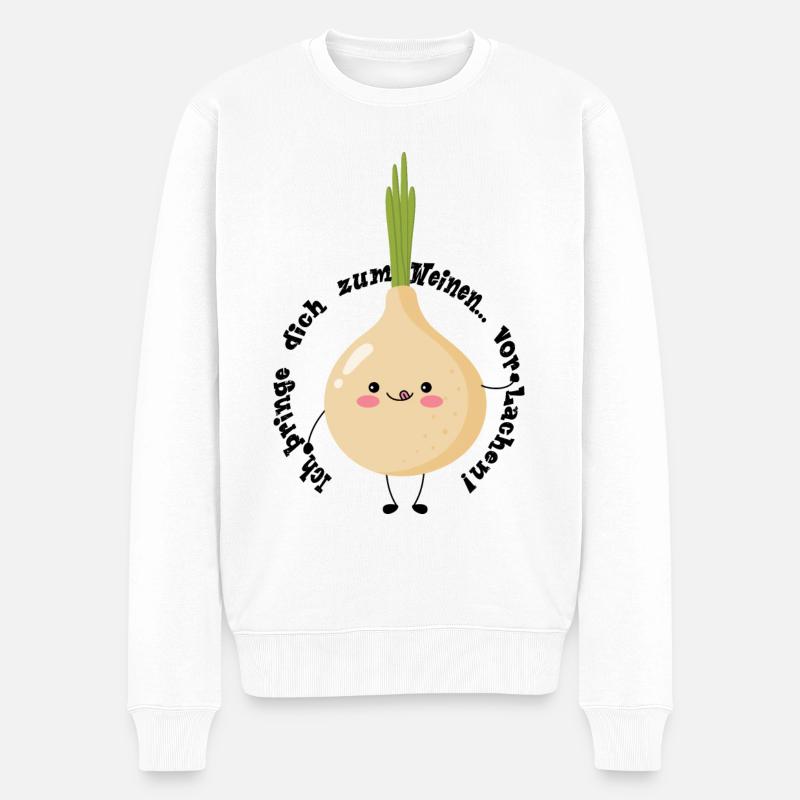 Ich bringe dich zum Weinen... vor Lachen! - Männer Premium Bio Pullover - Weiß