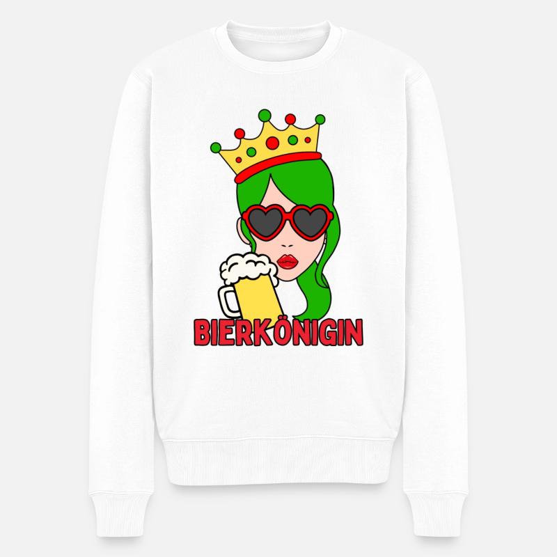 Bierkönigin - Männer Premium Bio Pullover - Weiß