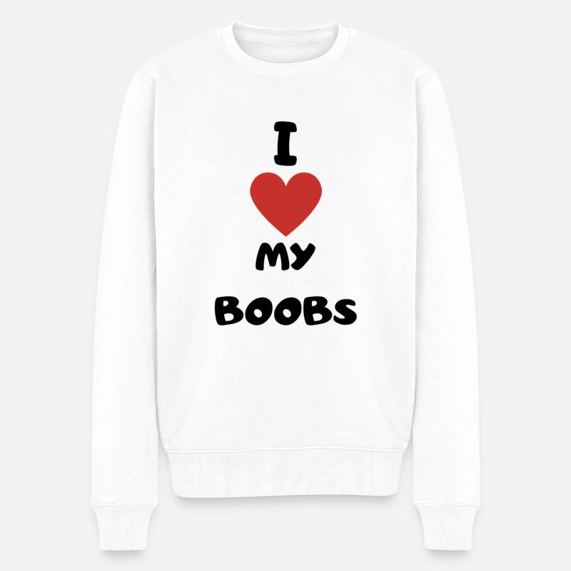 Selbstverliebt Liebe Boobs Brust Herz - Männer Premium Bio Pullover - Weiß