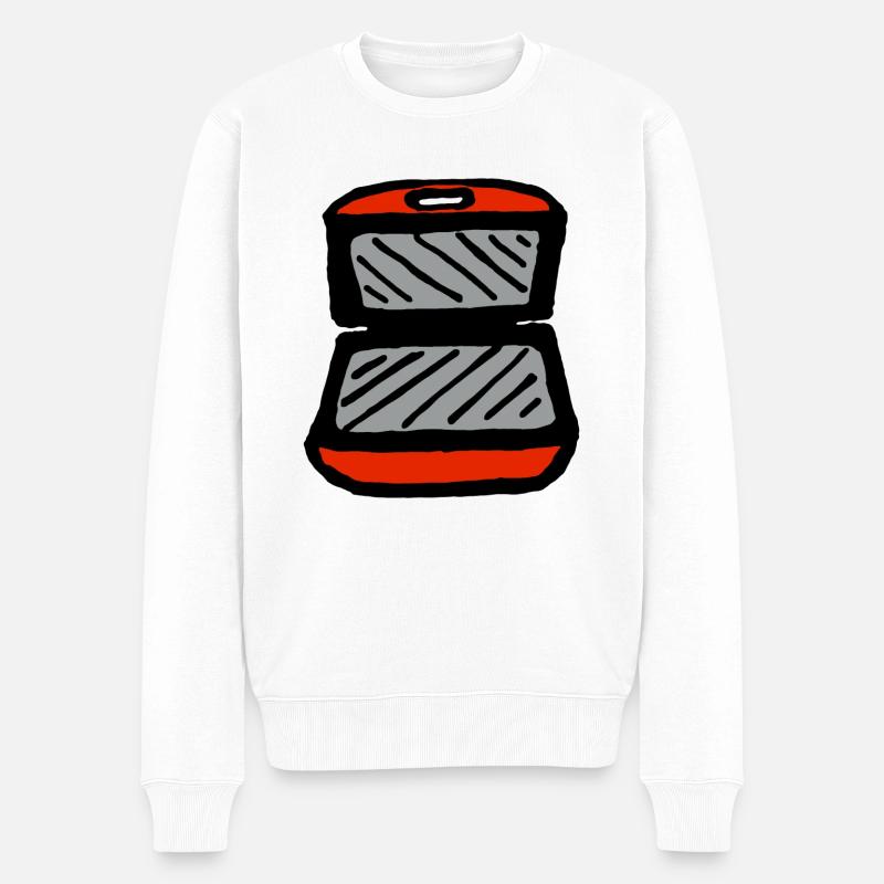 Roter Kontaktgrill - Männer Premium Bio Pullover - Weiß