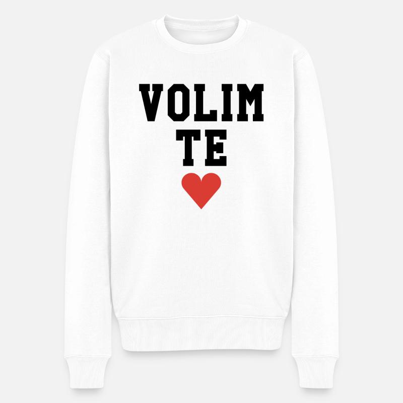 Volim te - Männer Premium Bio Pullover - Weiß