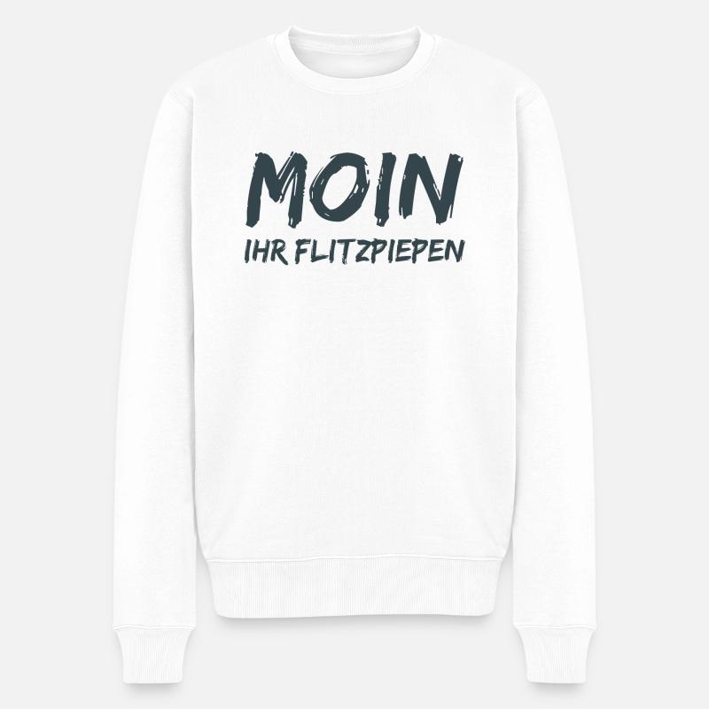 Moin Ihr Flitzpiepen! - Männer Premium Bio Pullover - Weiß