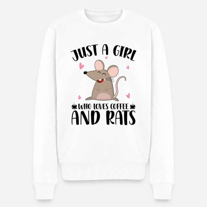 Ratte - Männer Premium Bio Pullover - Weiß