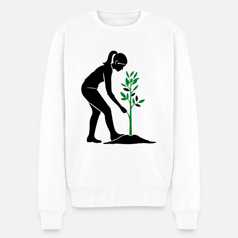 Baum Pflanzen Naturschutz - Männer Premium Bio Pullover - Weiß