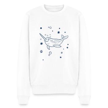 Wal - whale - Männer Premium Bio Pullover - Weiß - Vorne - Thijin (182cm)
