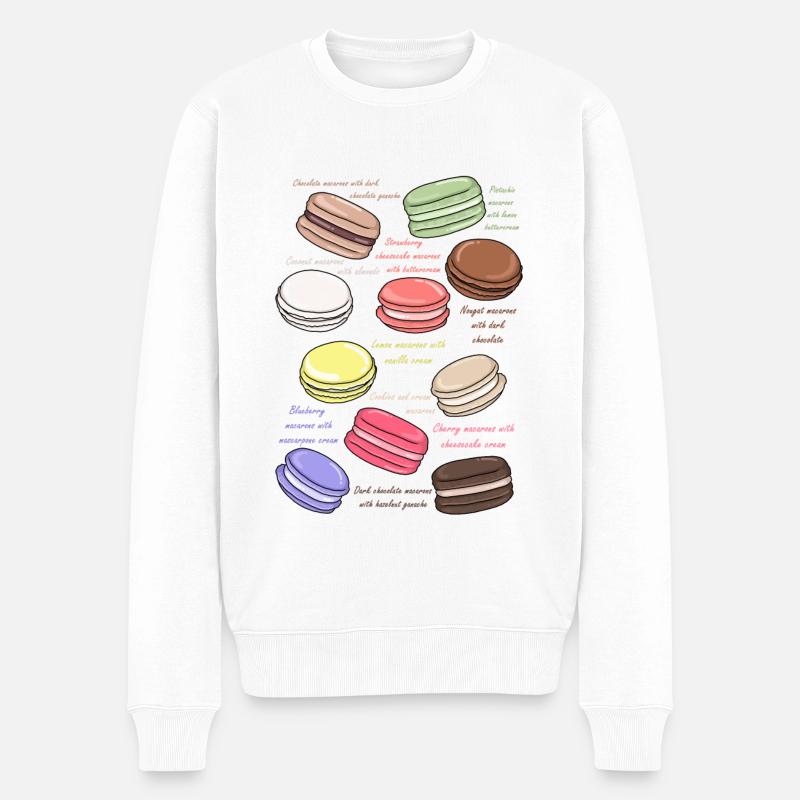 süße Macarons Bäckerei - Männer Premium Bio Pullover - Weiß