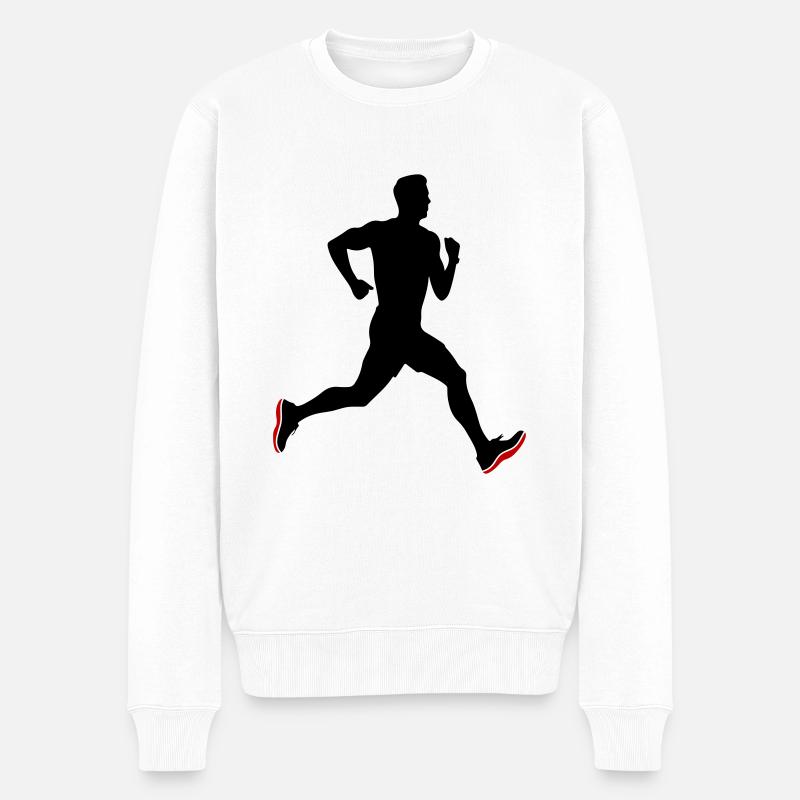 Running Marathon Mann Symbol - Männer Premium Bio Pullover - Weiß