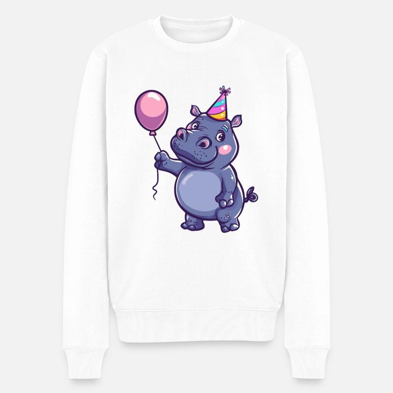 Hippopotame Anniversaire Bébé - Pull Premium bio Homme - blanc