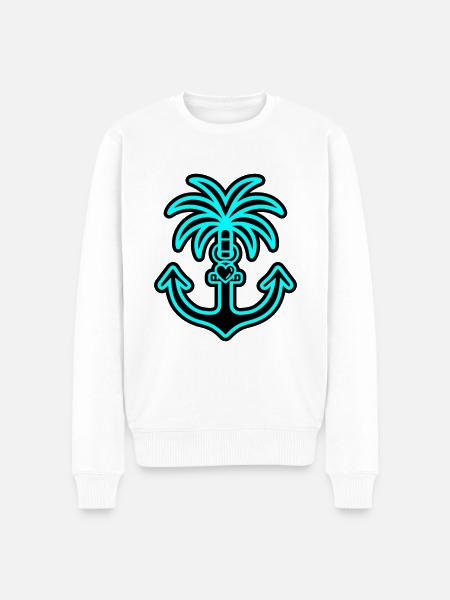 Palme Anker Herz Liebe - Männer Premium Bio Pullover - Weiß
