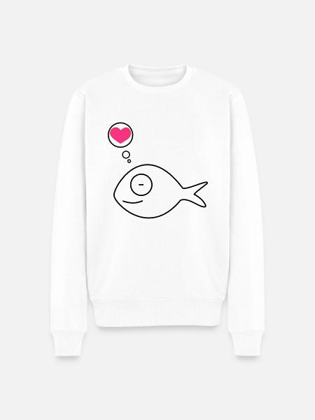 pink fish in love - Men's Premium Organic Jumper - white