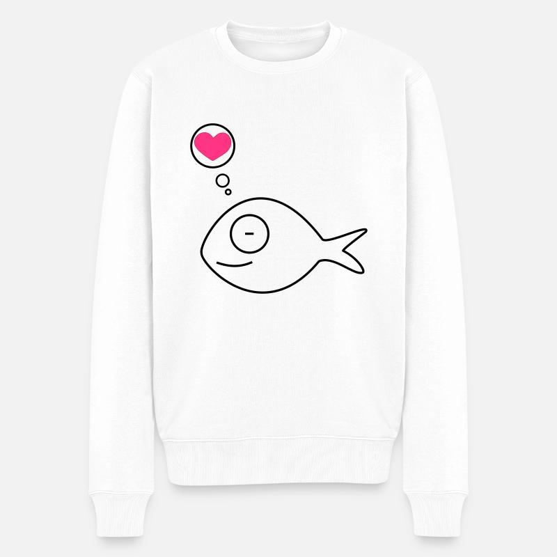 rose amoureuse de poisson - Pull Premium bio Homme - blanc